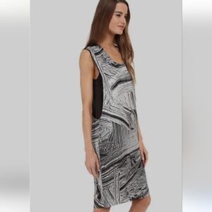 Helmut Lang ,Size S/P,Black,White and Gray Midi, Sleeveless Dress